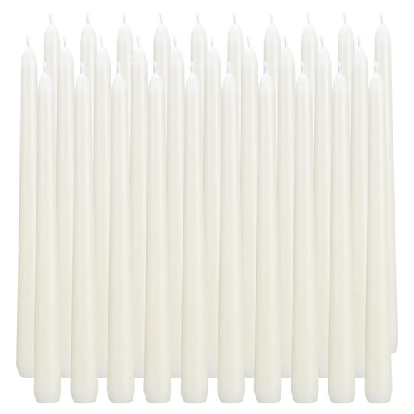 Velas cónicas, color marfil, color marfil, 25 cm, sin olor, 30 unidades