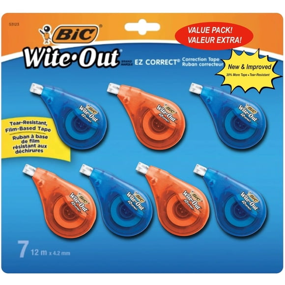 Cinta correctora BIC Wite-Out EZ Correct de 39,3 m, paquete de 7
