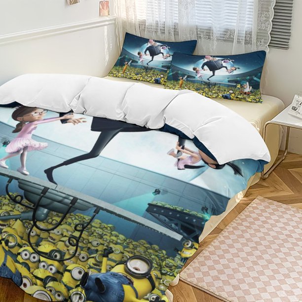 x478 Despicable Me 3-Piece Bedding Set Warm And Comfortable Soft Duvet Cover Bed Set with 1 Duvet Cover And 2 Pillowcases for Bedroom b478