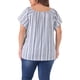 thumbnail image 3 of Agnes Orinda Blusa de Vacaciones con Estampado Boho de Talla Grande para Mujer, Hombros Descubiertos, Manga Corta, 1X Blanco, 3 of 6
