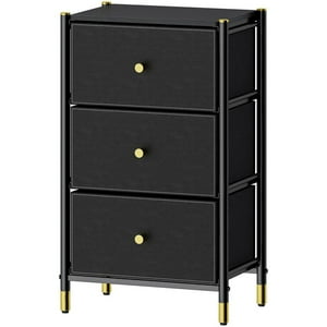 Velador Cajonera 3 Cajones Carry All Metal Madera Eco Cuero