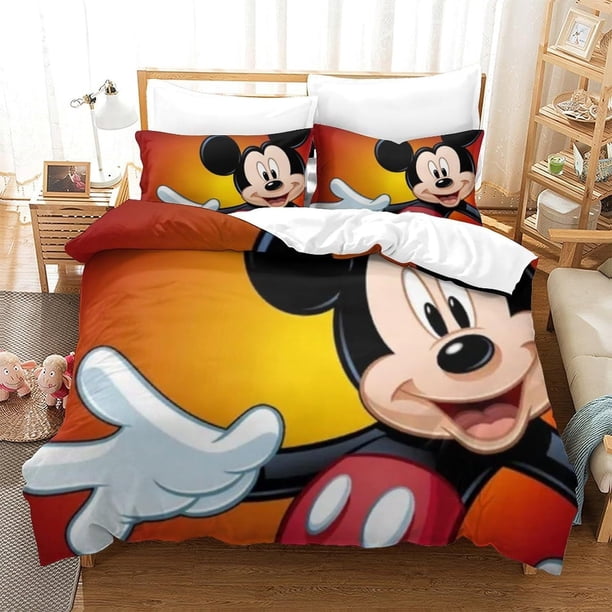 Mickey Mouse Home Duvet Cover Pillowcase Bedding Set Children's And Adult Bed Kawaii Three Piece Set Bed Sheets