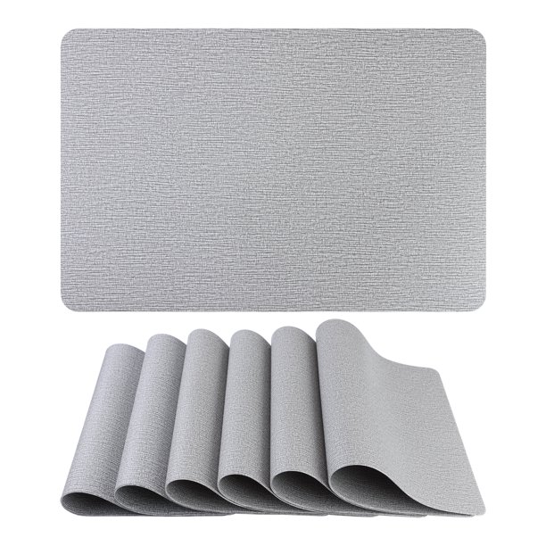 REGALWOVEN Juego de 6 Manteles Individuales Sólidos para Decoración de Mesa de Comedor de Cocina Manteles Lavables Mantel Limpiable Gris 18*12in