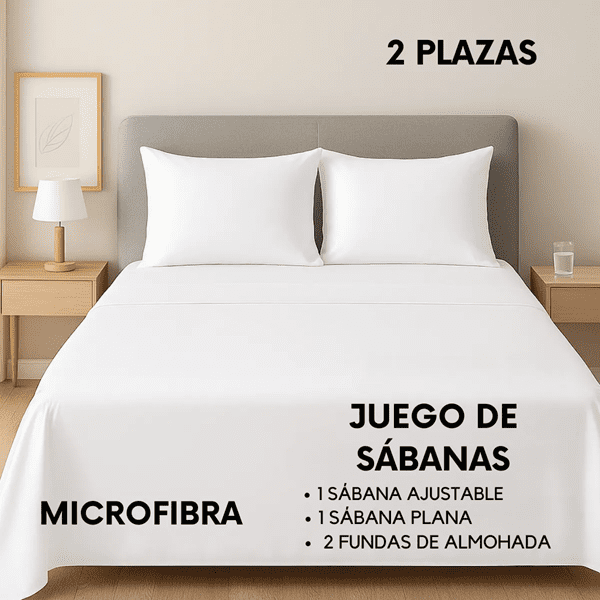 Genérico - Sabanas Hotel Irish Home Microfibra 2 Plazas Color Blanco