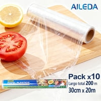 Papel Aileda Film Plástico 30Cm X 20 Mt Cocina Transparente En Total 10 Rollos
