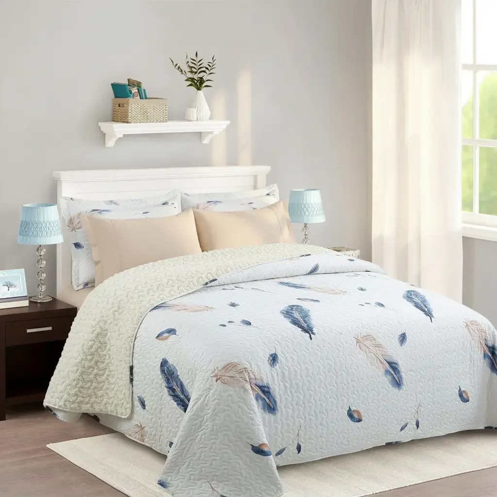 Casadeliacl - Cubrecama Quilt Sherpa 1.5 Agua Plumas