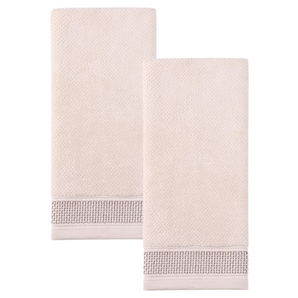 REGALWOVEN Toallas de Mano Texturizadas de Algodón con Tejido de Panal, 13" x 29" Suaves y Absorbentes Toallas Decorativas para Baño, Gimnasio, Spa, Hotel, Hogar Marrón Claro 2pk