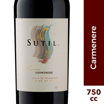 Vino Tinto Carmenere Reserva 13.5° Botella 750 Cc Sutil