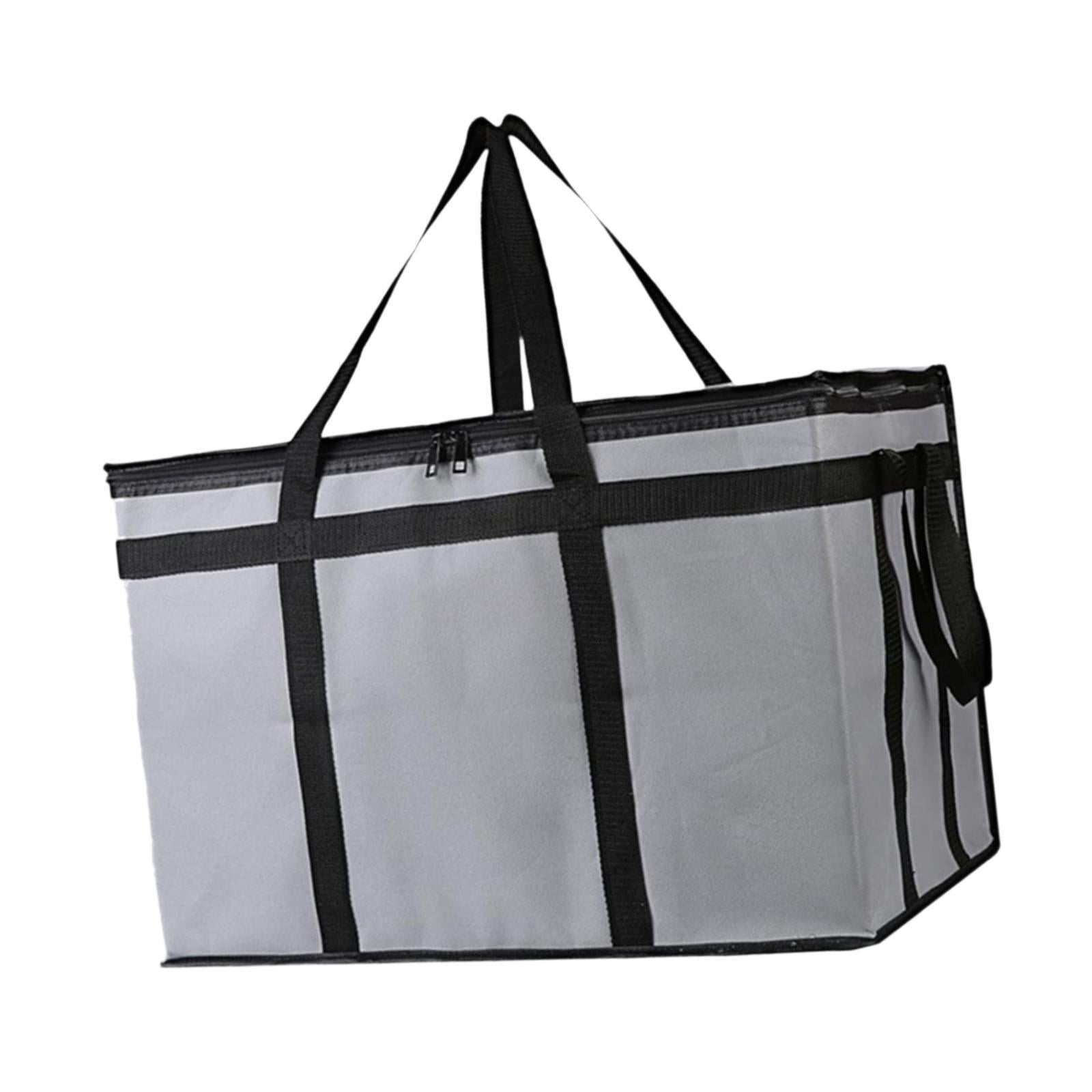 Magideal - Bolsa Aislada Para Entrega De Alimentos, Bolsa De Compras Para Comestibles, Entrega De Comida Para Llevar, Práctica Bolsa Comercial Grande Para Cateri Gris Negro