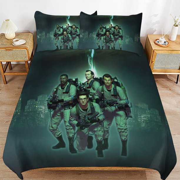x327 Ghostbusters Bed Duvet Cover Microfiber Bedding Sets 3D Printed Lightweight 3 Piece Comforter Sets, 1 Duvet Cover And 2 Pillow Shams for Kids Boys Girls 79"x90" jn327