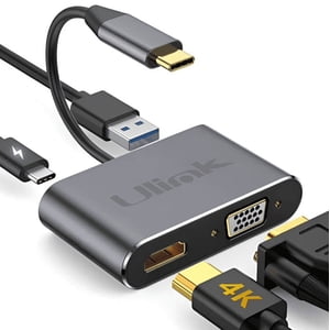 Ulink - Hub Adaptador 4 En 1 Type-C A Hdmi 4K + Vga + Usb 3.0+ Usb C