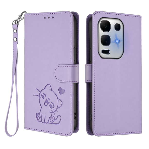 Funda Volteable tipo Billetera con Correa para Infinix Note 50X 5G, Lila Claro