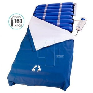 Topmedic - Colchón Antiescaras Motor Tubular + Cobertor Impermeable 160 Kilos