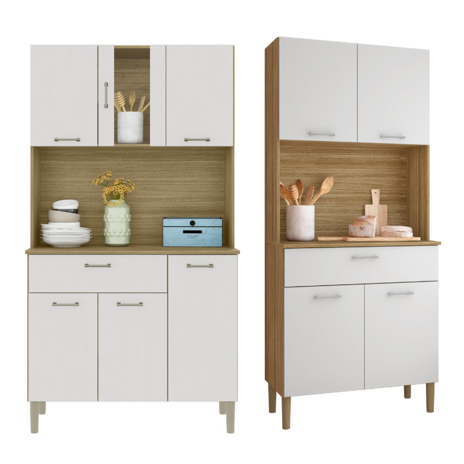 Movelaria - Combo Cocina Kris + Cocina Kyra 6 Puertas Off White K0406 Blanco