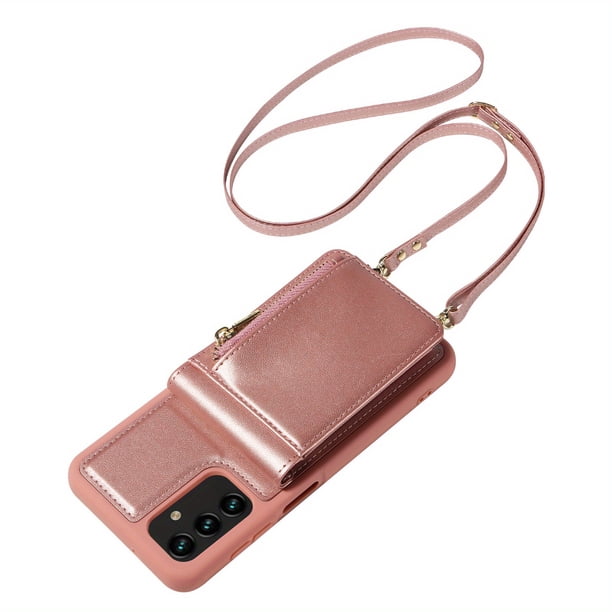 For Samsung Galaxy S21 S22 S23 Ultra A13 5G Wallet Case With RFID Credit Cards Holder, Zipper Leather Case With Wrist Strap, Handbag Case Protective Cover For Women