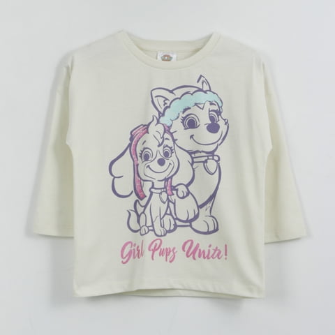 Polera Manga Larga Niña Everest & Skye Blanco Paw Patrol