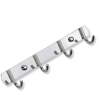 Genérica - Perchero Pared Acero Inoxidable Plateado 4 Ganchos Multiuso