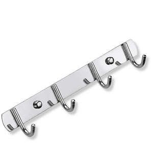 Genérica - Perchero Pared Acero Inoxidable Plateado 4 Ganchos Multiuso
