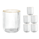 thumbnail image 1 of Set 6 Vasos Vidrio Borde Dorado Vaso Whiskero Acanalado 250ml Transparente, 1 of 7