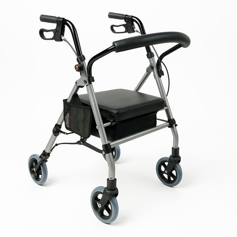 Glomed - Andador Burro Ortopédico 4 Ruedas Asiento Y Canasto Gris