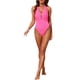 thumbnail image 2 of INSPIRE CHIC Traje de Baño Monokini de 1 Pieza para Mujer con Hebilla de Metal y Recorte, Halter, Acanalado, Escote en V Profundo, Control de Abdomen, Color Rojo Rosado, Talla Pequeña, 2 of 5
