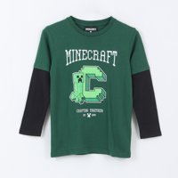 Polera Doble Manga Niño Creeper Verde Minecraft