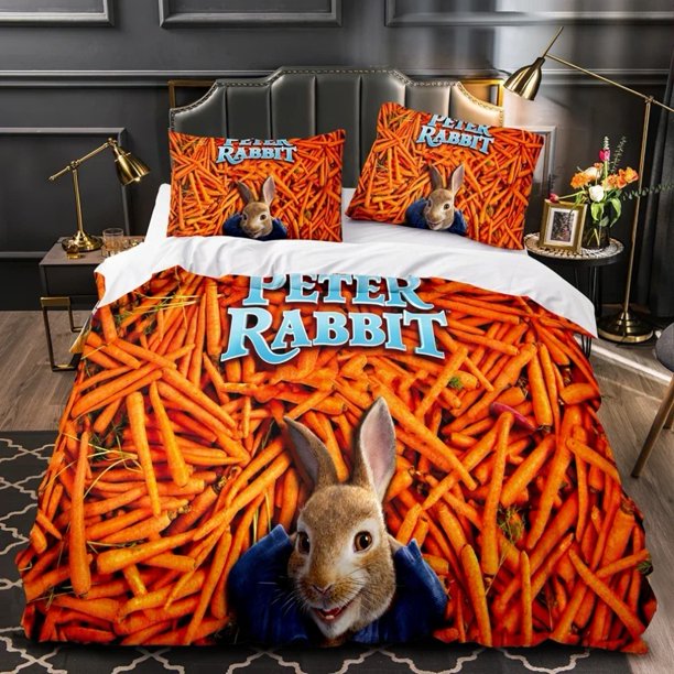 Peter The Rabbit World Bedding Sets,ing cartoon rabbit Duvet Cover Pillow Cases Size Quilt Cover Gift Bed Sheets