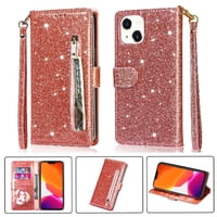 Foxdock - Funda Para Elegante Funda Iphone 14 Glitter Con Cremallera-Ideal Para El Uso Diario