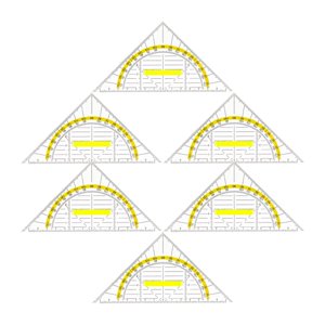 Magideal - Juego De 6 Piezas Con Mango Extraíble, Triángulo De Dibujo Multifuncional, Regla Triangular Transparente Para Profesores De Escuelas Y Universidades.