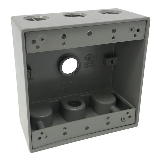 Caja para tomacorriente eléctrica Sealproof de 2 módulos, resistente a la intemperie, 3