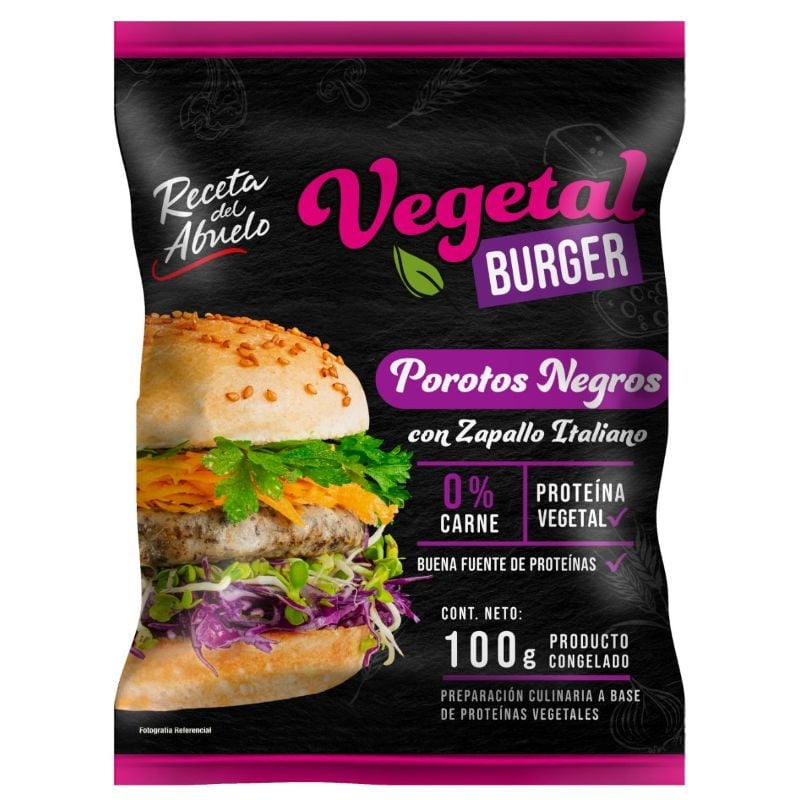 Hamburguesa Vegetal Porotos Negros Con Zapallo Italiano 100 g Receta del Abuelo
