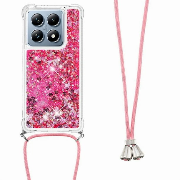 Funda FOXDOCK para Xiaomi 14T con Cuerda Ajustable, Brillo Líquido, Protección Antigolpes y Lente – Ideal para Regalo