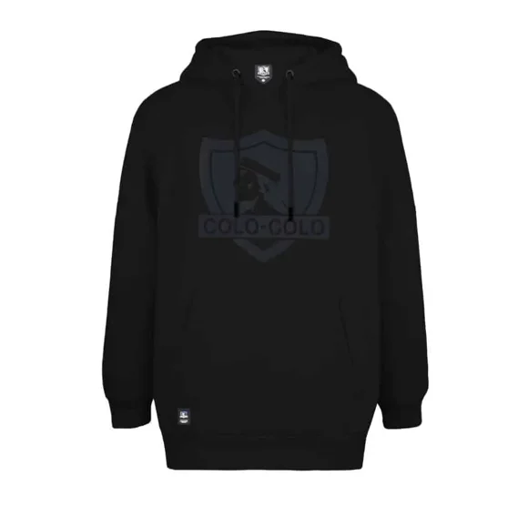 Polerón Colo Colo Urbano Mujer Negro Escudo Gris