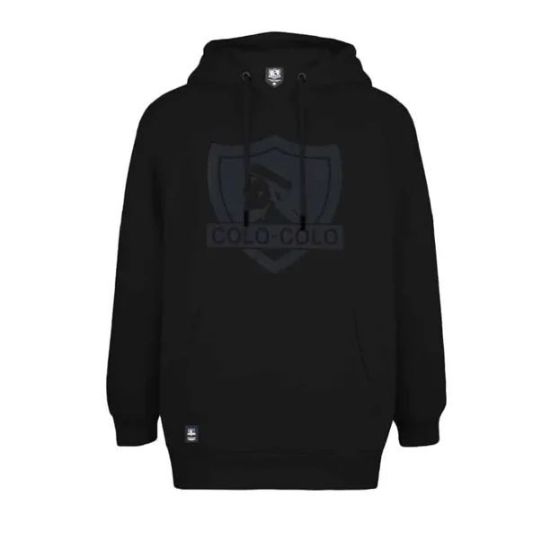 Polerón Colo Colo Urbano Mujer Negro Escudo Gris