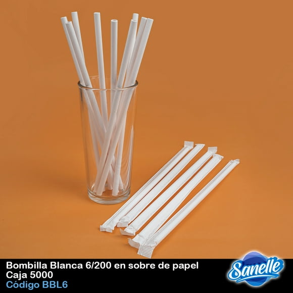 Bombilla Blanca 6 200 Sobre Papel Caja 5000 Unidades
