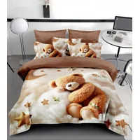 Casadeliacl - Cubrecama 5D Quilt De Verano 1.5 Plaza Tiernos Diseños Tf Marrón Claro Tierno Osito