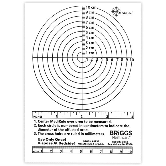 Dispositivo de medición de heridas Briggs MediRule de 4,5 cm x 6 cm