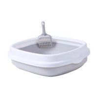 Magideal - Caja De Arena Para Gatos Semicerrada, Bandeja Para Perros Con Bandeja De Cama Elevada, Caja De Arena De Fácil Limpieza, Inodoro Portátil Duradero Para Gris Grande