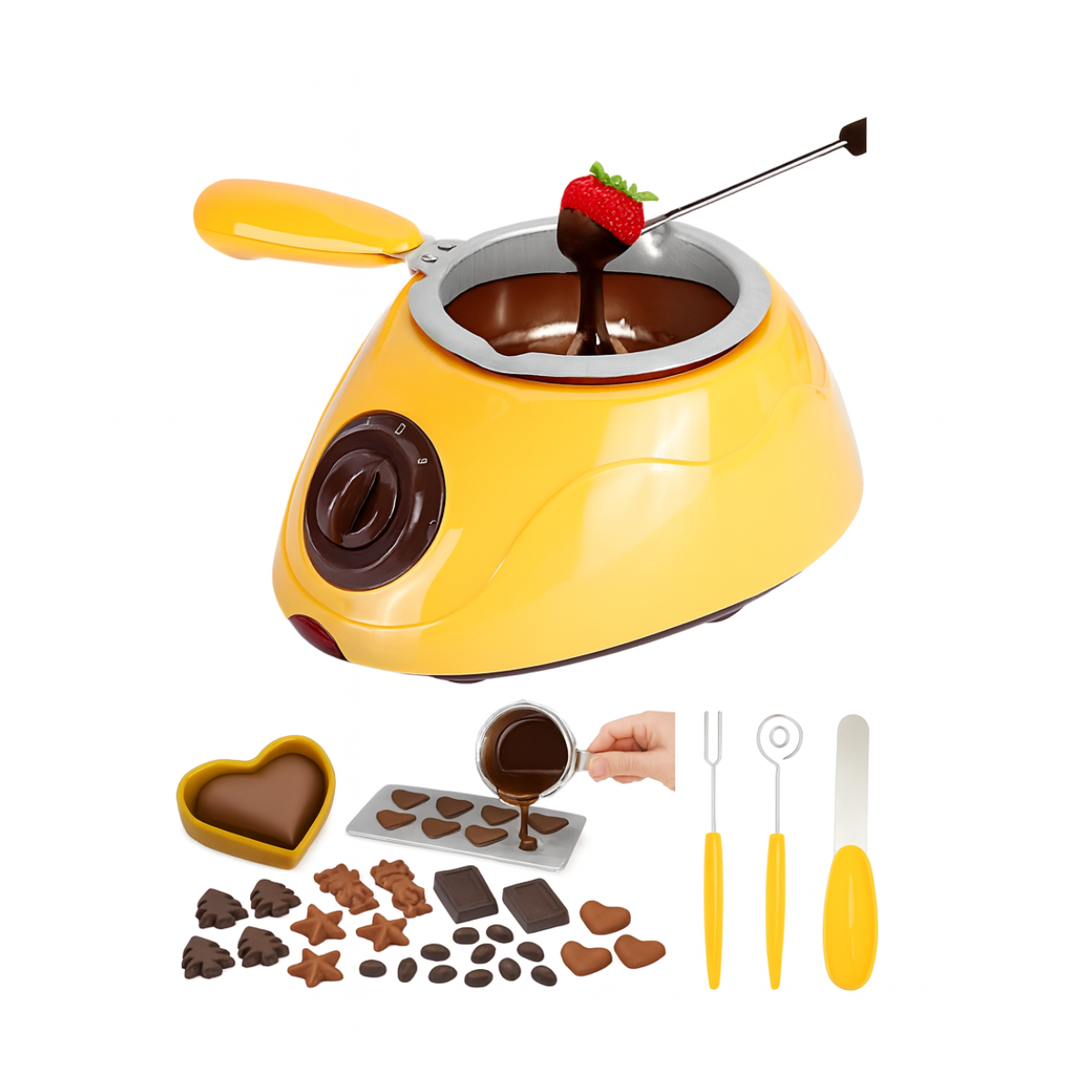 Genérico - Kit Máquina Olla Fondue Para Derretir Chocolate + Accesorios