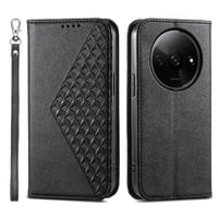 Funda Flip Foxdock Para Xiaomi Redmi A3 , Estilo Billetera Con Diseño Rombo, Correa De Mano Y Soporte, Uso Diario