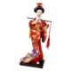thumbnail image 5 of Kimono Japonés De 11 Pulgadas Geisha Doll Office Bar Adorno Artesanal Rojo Con Flauta, 5 of 5