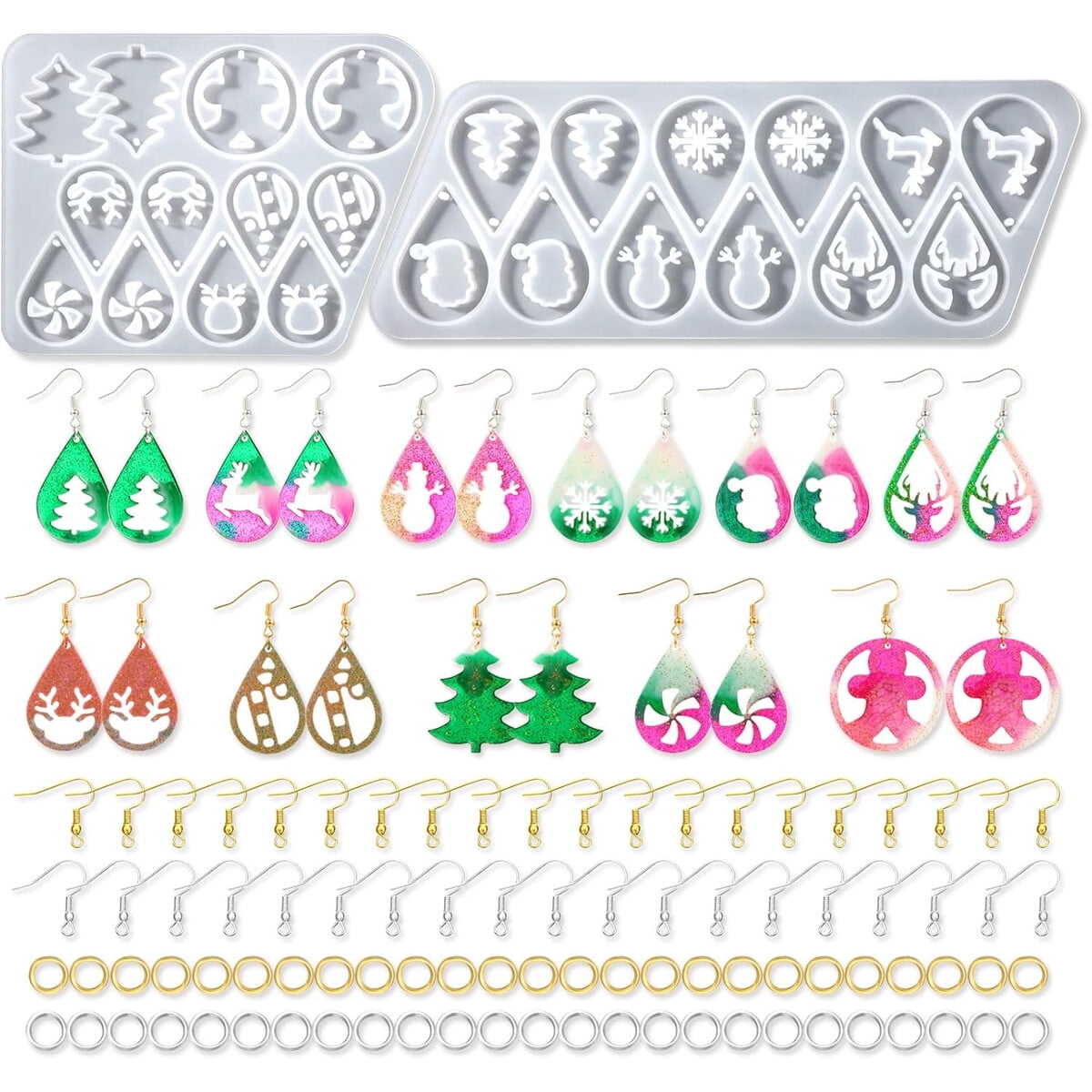 Kit Moldes Didaey 12 Pares Aros Navidad Silicona Resina