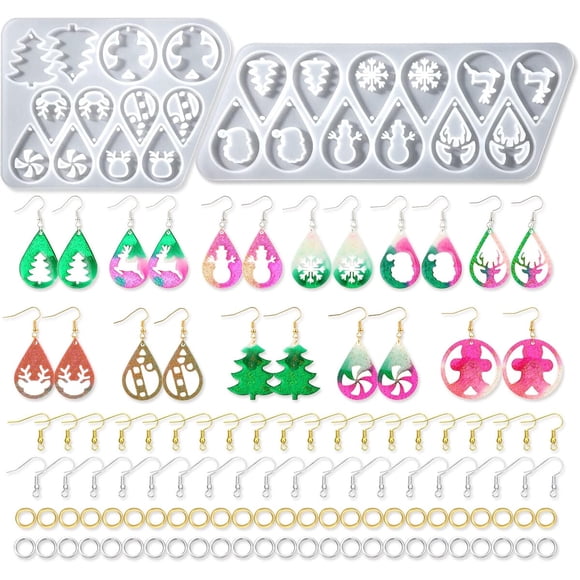 Kit Moldes Didaey 12 Pares Aros Navidad Silicona Resina