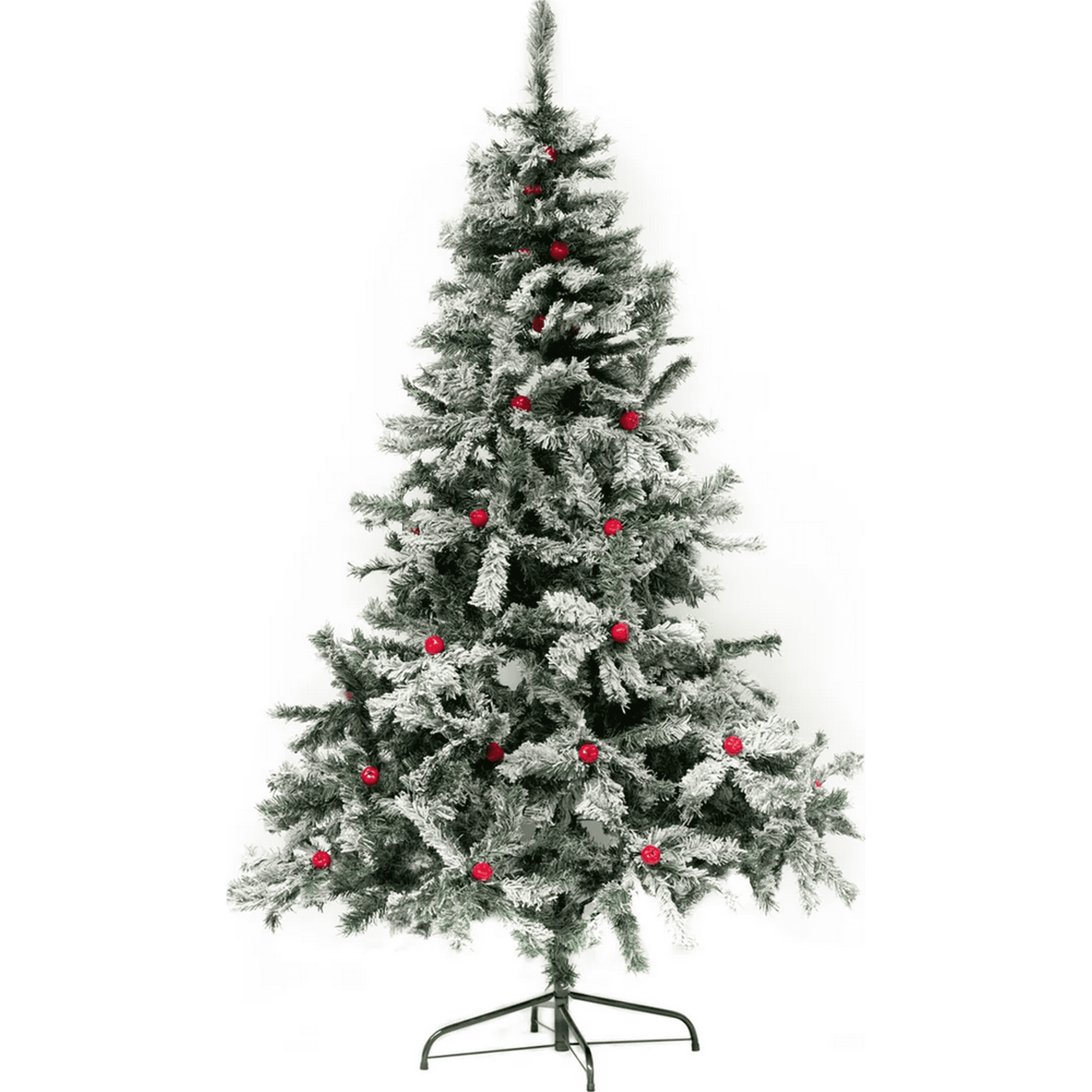 Geneerico - Árbol De Navidad Frondoso Nevado Con Manzanas 2.10m Verde Nevado