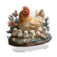Bothyi - Hen Y Pollitos 2D Signo Acrílico Plano Coleccionable Para El Gabinete De Sala De Estar En El Hogar