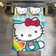 thumbnail image 1 of Hello Kitty Blue Plaid 3 Pieces Duvet Cover Set Full Size Super Soft Fade Resistant Microfiber, 1 of 4