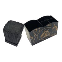 Ioensy - Caja De Almacenamiento De Herramientas De Corte De Pelo Estante De Tijeras De Peluquero Salón Grande Con Divisor Negro