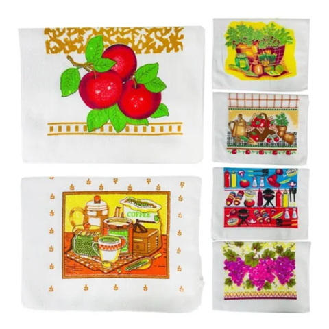Genérico - Set 12 Paños De Cocina Toallas Estampadas Polar