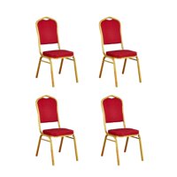 Crusec - Pack 4 Silla Tapizada Eventos Fiestas Conferencias Comedor - Rojo