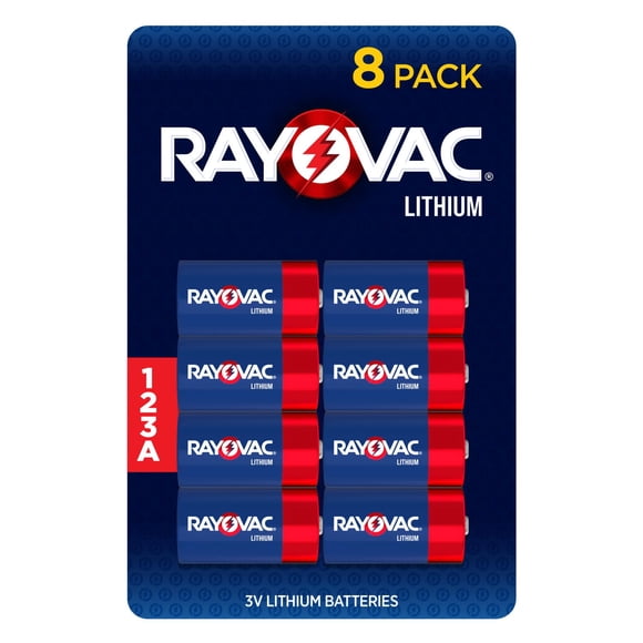 Batería Rayovac 123A de litio 3V, paquete de 8 unidades para cámaras